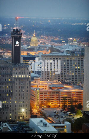 `Downtown Atlanta in Georga USA high view  looking at (Gold Dome)  The Georgia State Capitol, in Atlanta, Georgia, in the United Stock Photo